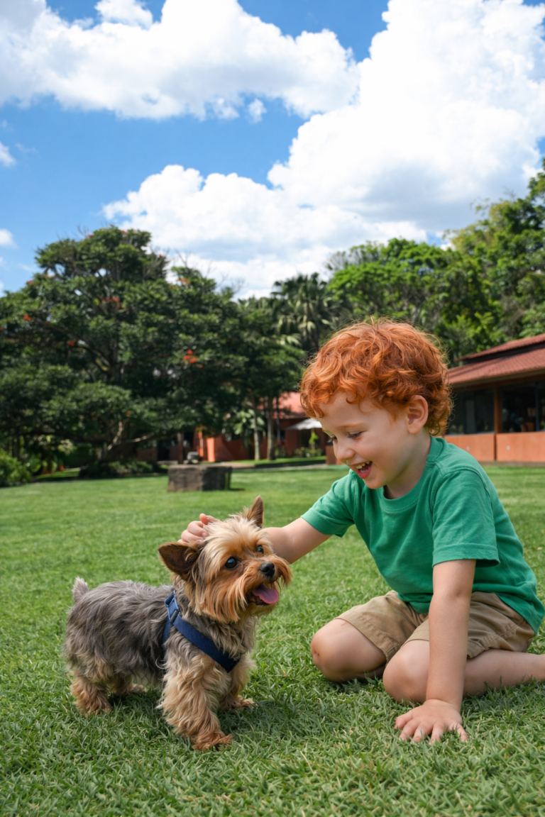 criança e cachorro pequeno